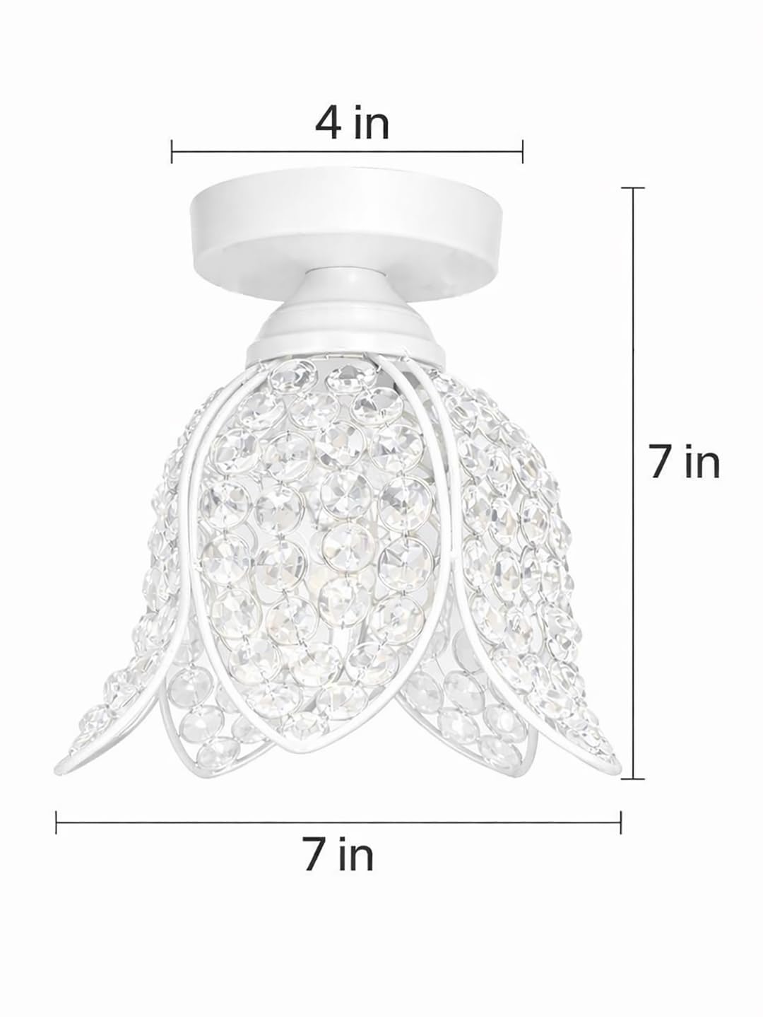 Modern Crystal Flush Mount Ceiling Light | Gold Finish Decorative Ceiling Lamp for Hallway, Bedroom, Living Room, Balcony & Foyer | Warm Light Home Decor Fixture (White Lotus)