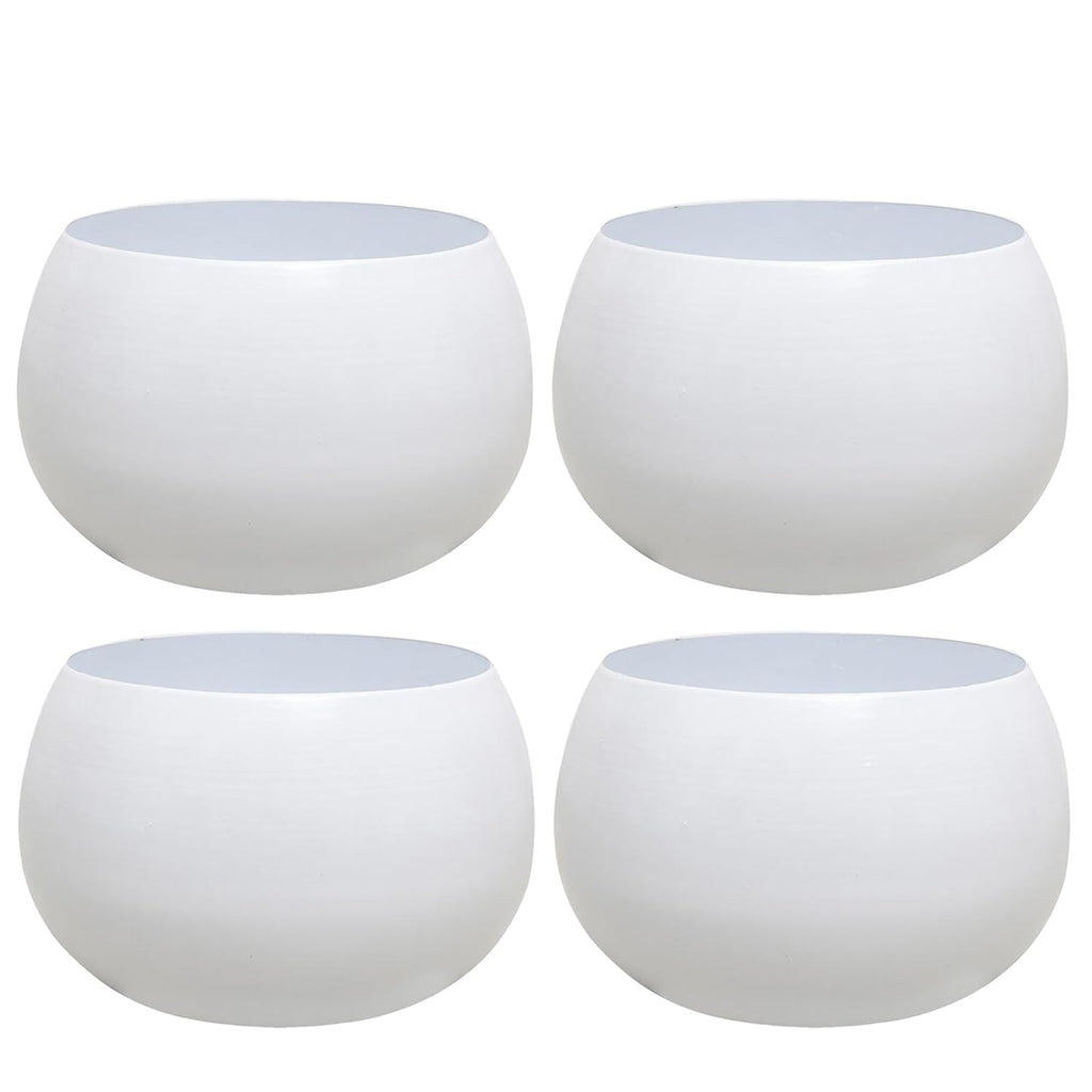 Flower Pot Plant Pots Round Metal Small PotsFlower Pots Solid Color Round Garden SuppliesPlanters with Drainage Holes Succulent Planting Pots House Plants, Succulents, Flowers White Set of 4