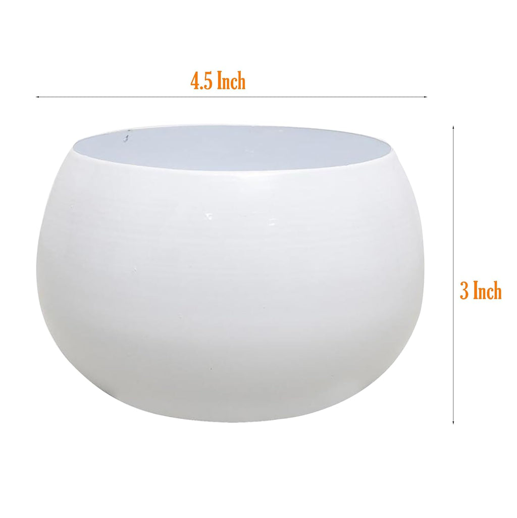 Flower Pot Plant Pots Round Metal Small PotsFlower Pots Solid Color Round Garden SuppliesPlanters with Drainage Holes Succulent Planting Pots House Plants, Succulents, Flowers White Set of 4