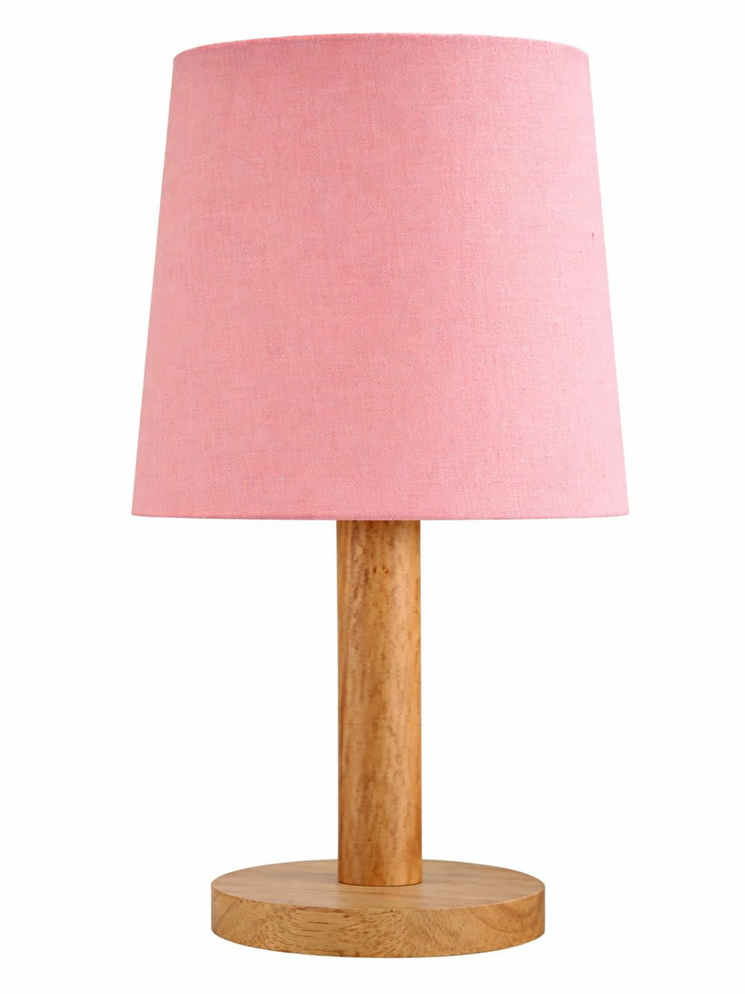 Decorcity Stick Wooden Table Lamp for Bedroom & Living Room | Bedside Night Lamp with Fabric Shade | Modern Wooden Desk Lamp for Home Décor, Study, Office & Hotel (Pink)