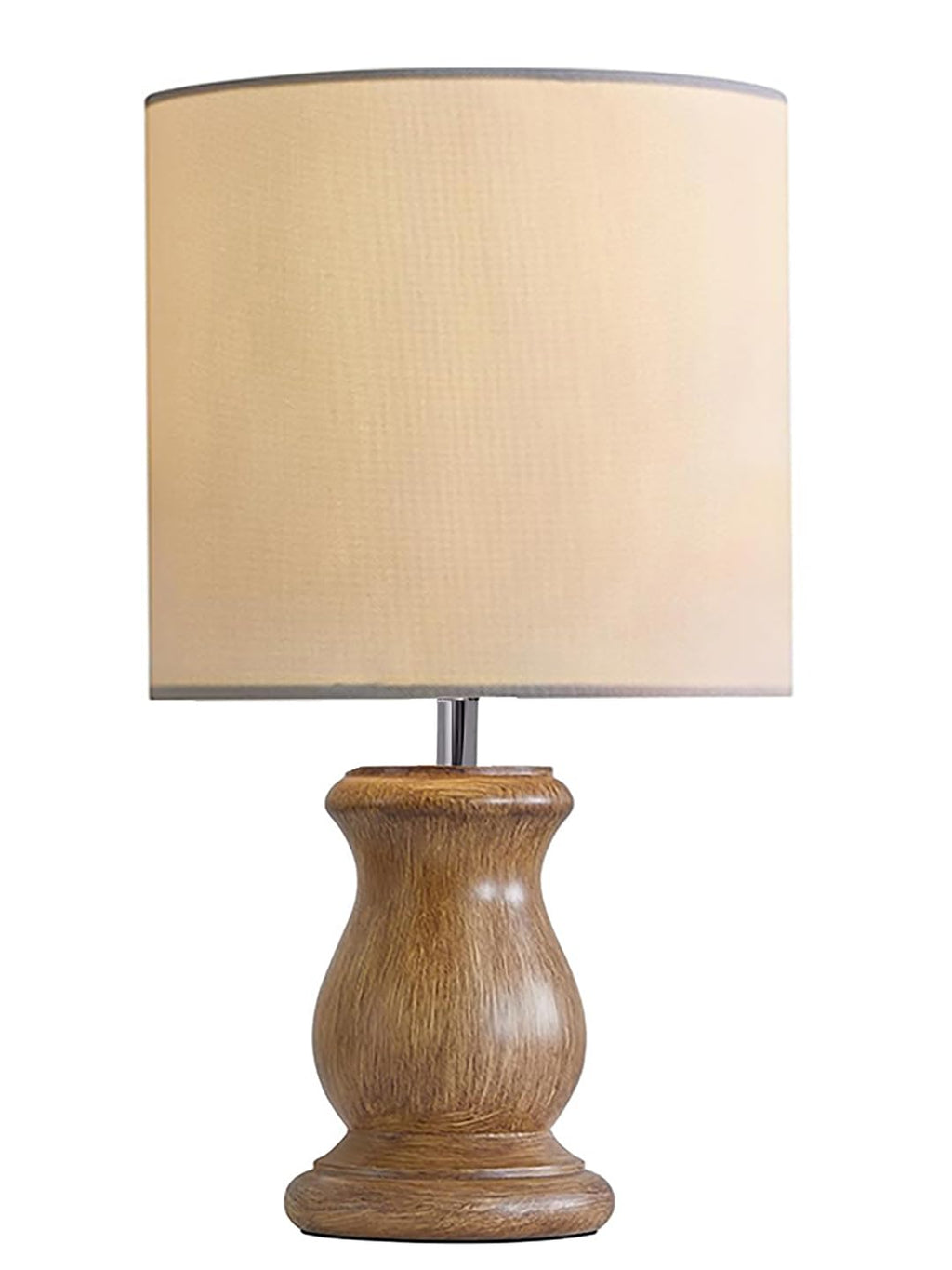Mid Century Single Table Lamp for Living Room Farmhouse Linen Bedside Lamps for Bedroom Kids Room Dorm Office Dowel Walnut