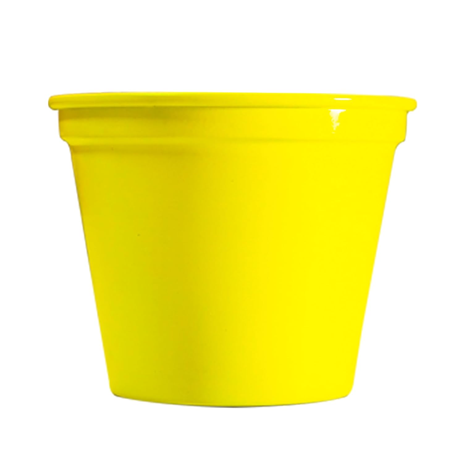 5 & 4 Inch Metal Planter Pots for Indoor Plants - Sturdy & Mordern Cylinder Plant Pot Matte Yellow Plants Not Included