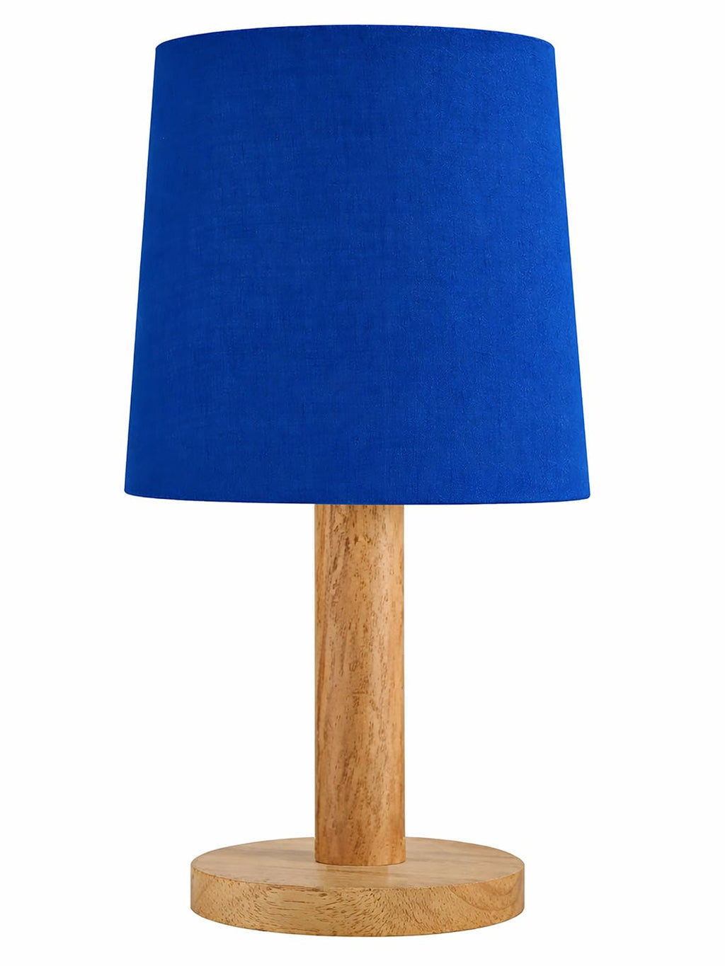 Decorcity Stick Wooden Table Lamp for Bedroom & Living Room | Bedside Night Lamp with Fabric Shade | Modern Wooden Desk Lamp for Home Décor, Study, Office & Hotel (Blue)