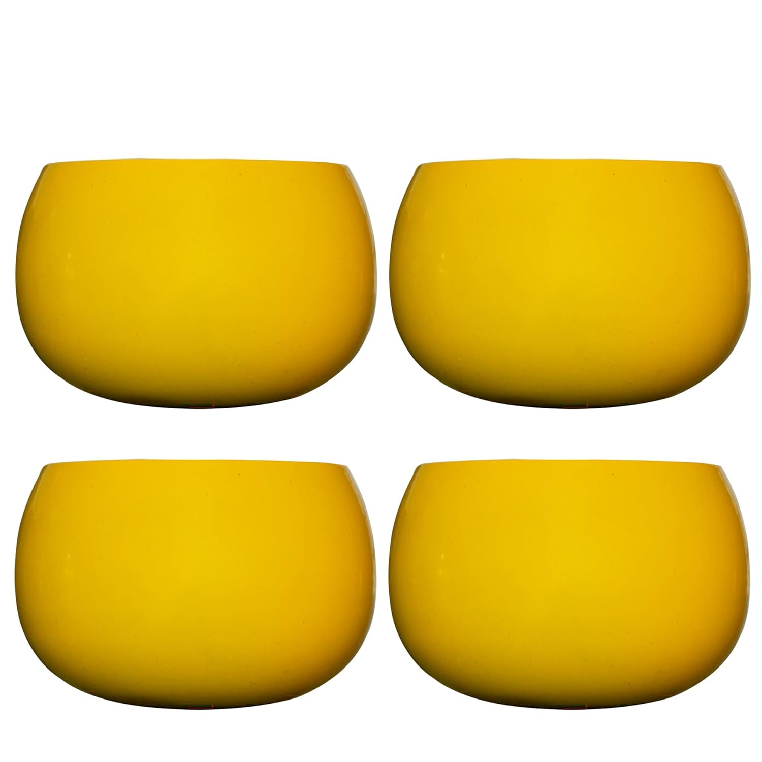 Flower Pot Plant Pots Round Metal Small PotsFlower Pots Solid Color Round Garden SuppliesPlanters with Drainage Holes Succulent Planting Pots House Plants, Succulents, Flowers Yellow Set of 4