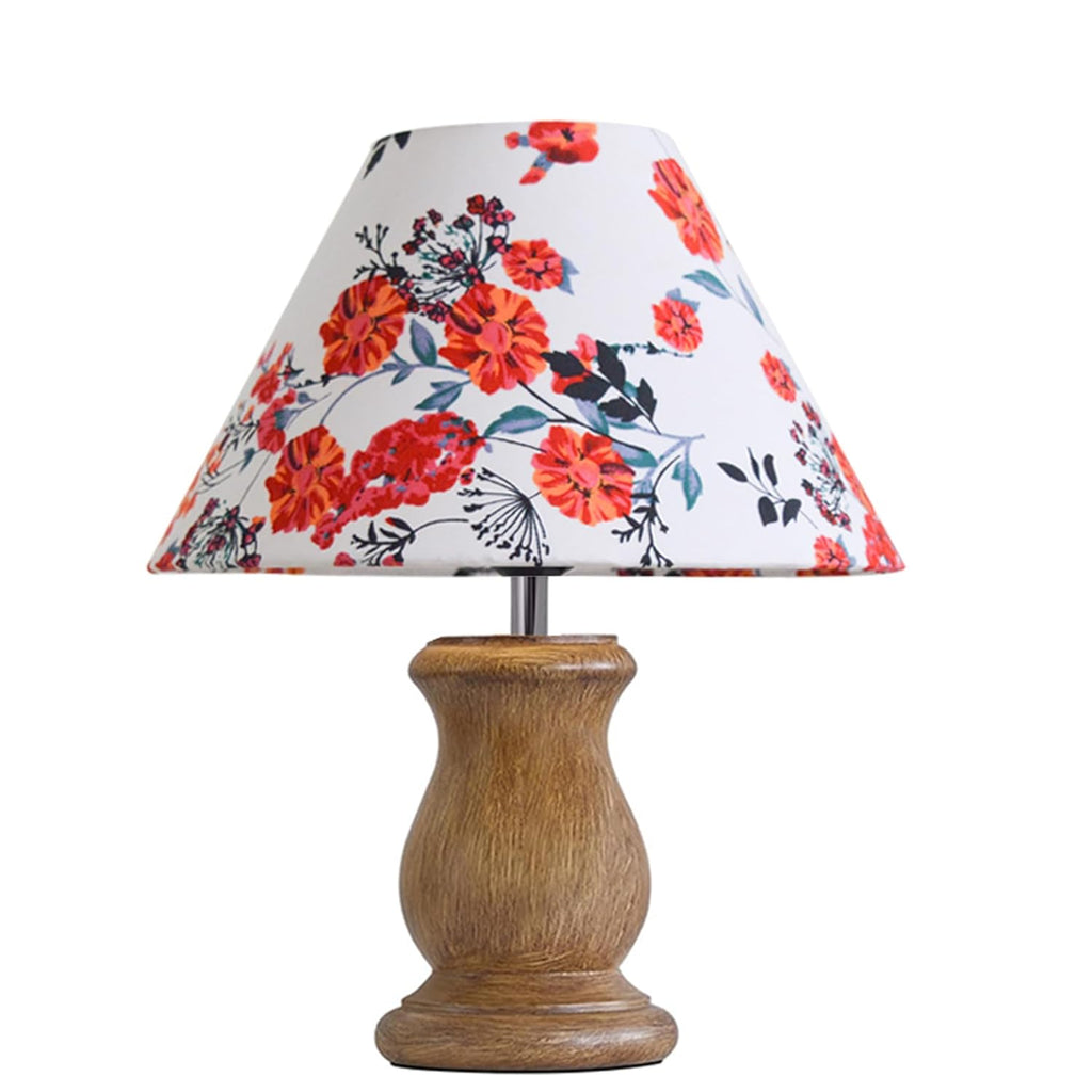 Mid Century Single Table Lamp for Living Room Farmhouse Linen Bedside Lamps for Bedroom Kids Room Dorm Office Dowel Walnut Marigold