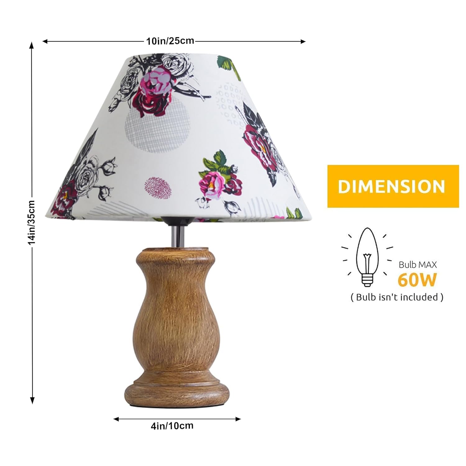 Mid Century Single Table Lamp for Living Room Farmhouse Linen Bedside Lamps for Bedroom Kids Room Dorm Office Dowel Walnut Rose