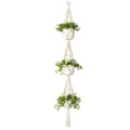 Macrame Plant Hanger 3 Tier Indoor Outdoor Hanging Planter Basket Cotton Rope with Beads 70 Inches 1 pack