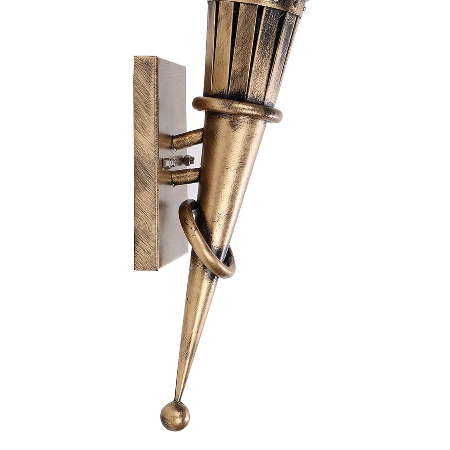 Antique Torch Wall Light with Frosted Glass Globe | Vintage Metal Wall Sconce for Living Room, Bedroom, Hallway, Staircase | Warm Ambient Lighting | Bulb Not Included