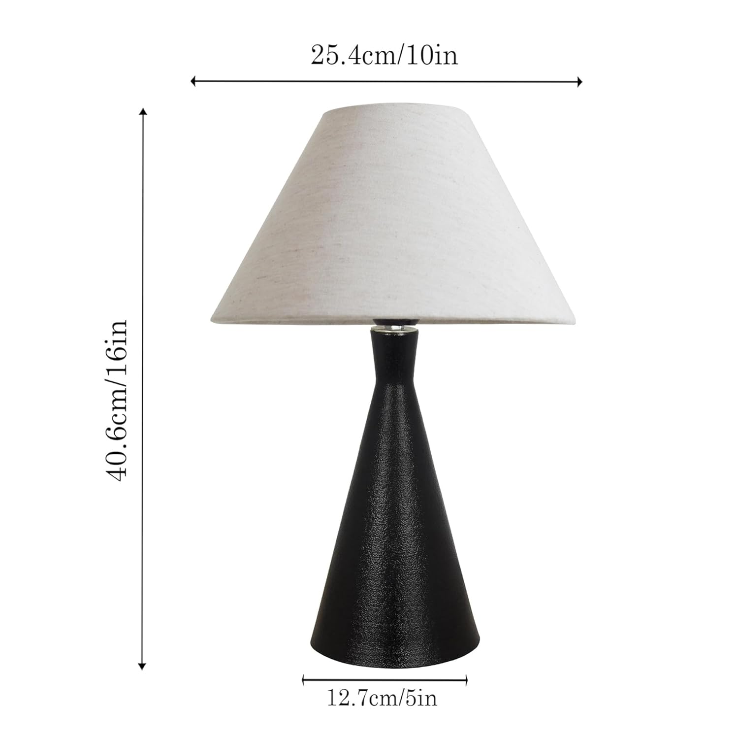 Black Metal Cone Table Lamp with ShadeTable Lamp for Home Decoration | 'Intriguingly Goth' Handcrafted Table Lamp for Living Room Bedroom, Entertainment Room, Office, Kitchen, Dining Khadi
