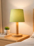 Decorcity Stick Wooden Table Lamp for Bedroom & Living Room | Bedside Night Lamp with Fabric Shade | Modern Wooden Desk Lamp for Home Décor, Study, Office & Hotel (Green)