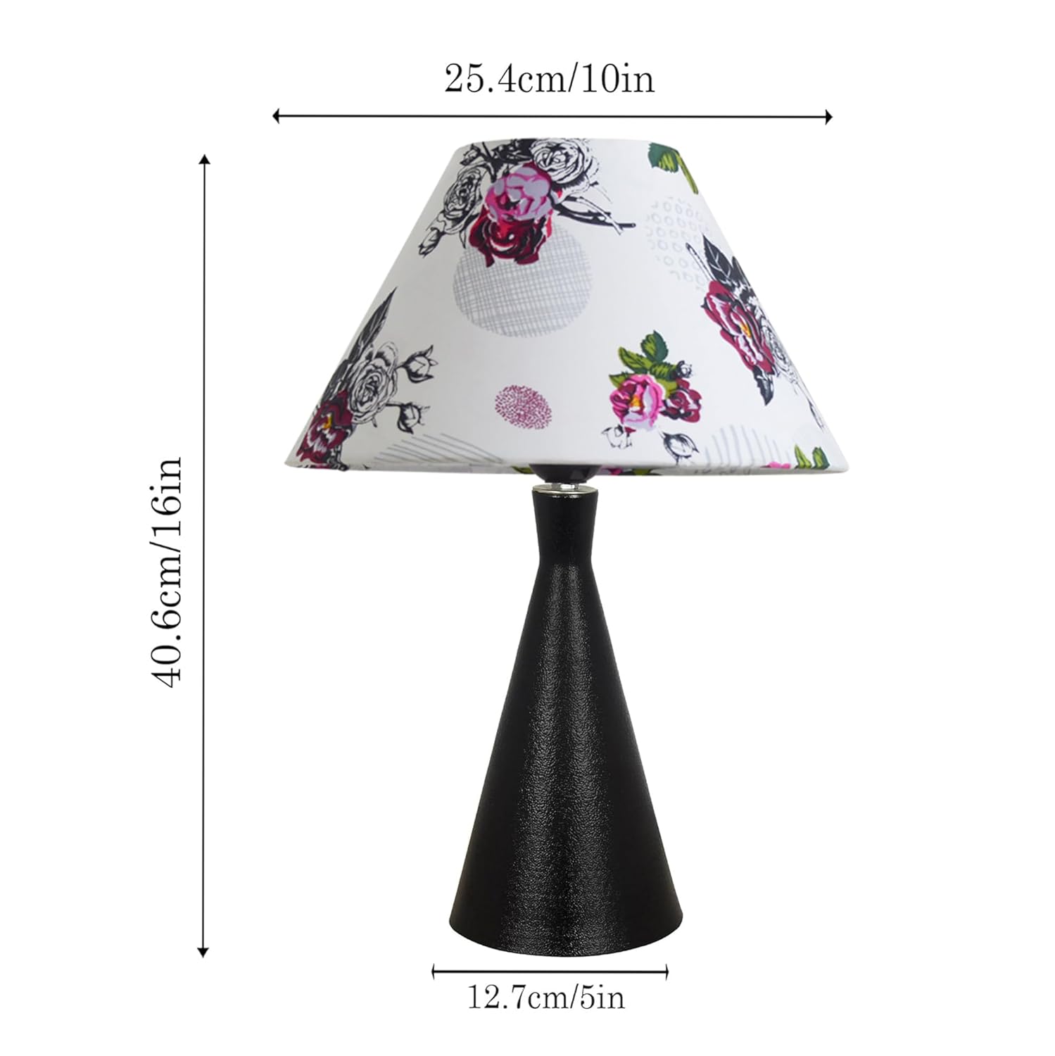 Black Metal Cone Table Lamp with ShadeTable Lamp for Home Decoration | 'Intriguingly Goth' Handcrafted Table Lamp for Living Room Bedroom, Entertainment Room, Office, Kitchen, Dining Rose