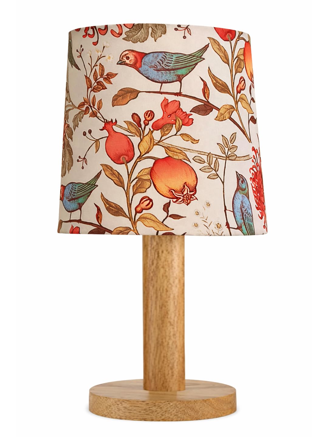 Decorcity Stick Wooden Table Lamp for Bedroom & Living Room | Bedside Night Lamp with Fabric Shade | Modern Wooden Desk Lamp for Home Décor, Study, Office & Hotel (Bird)