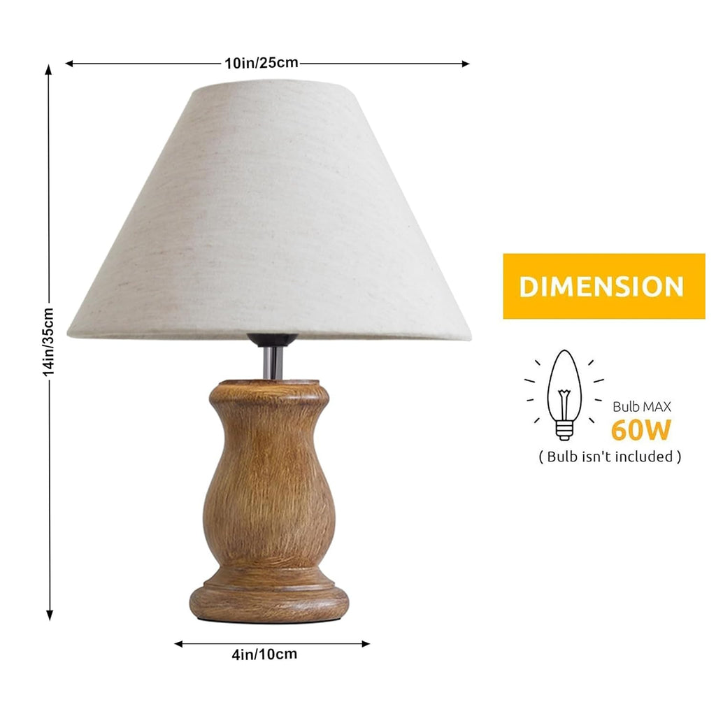 Mid Century Single Table Lamp for Living Room Farmhouse Linen Bedside Lamps for Bedroom Kids Room Dorm Office Dowel Walnut Khadi