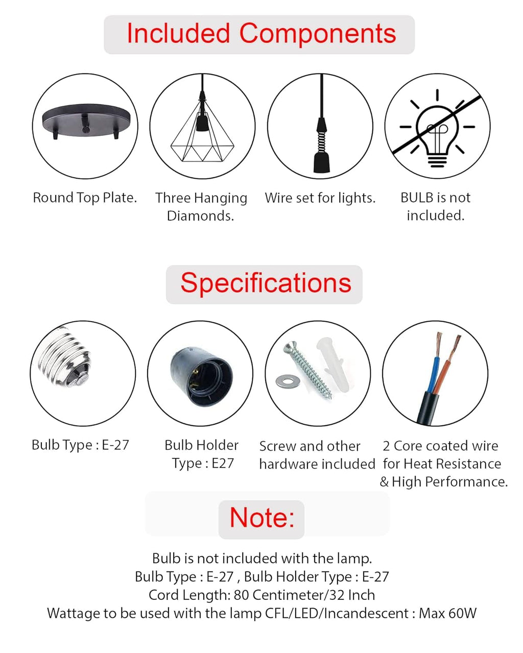 Hanging Light Diamond Cluster, Ceiling Lights for Home Decoration, Pendant Light Living Room, Chandelier for Living Room Modern Diwali Decoration Items - Black