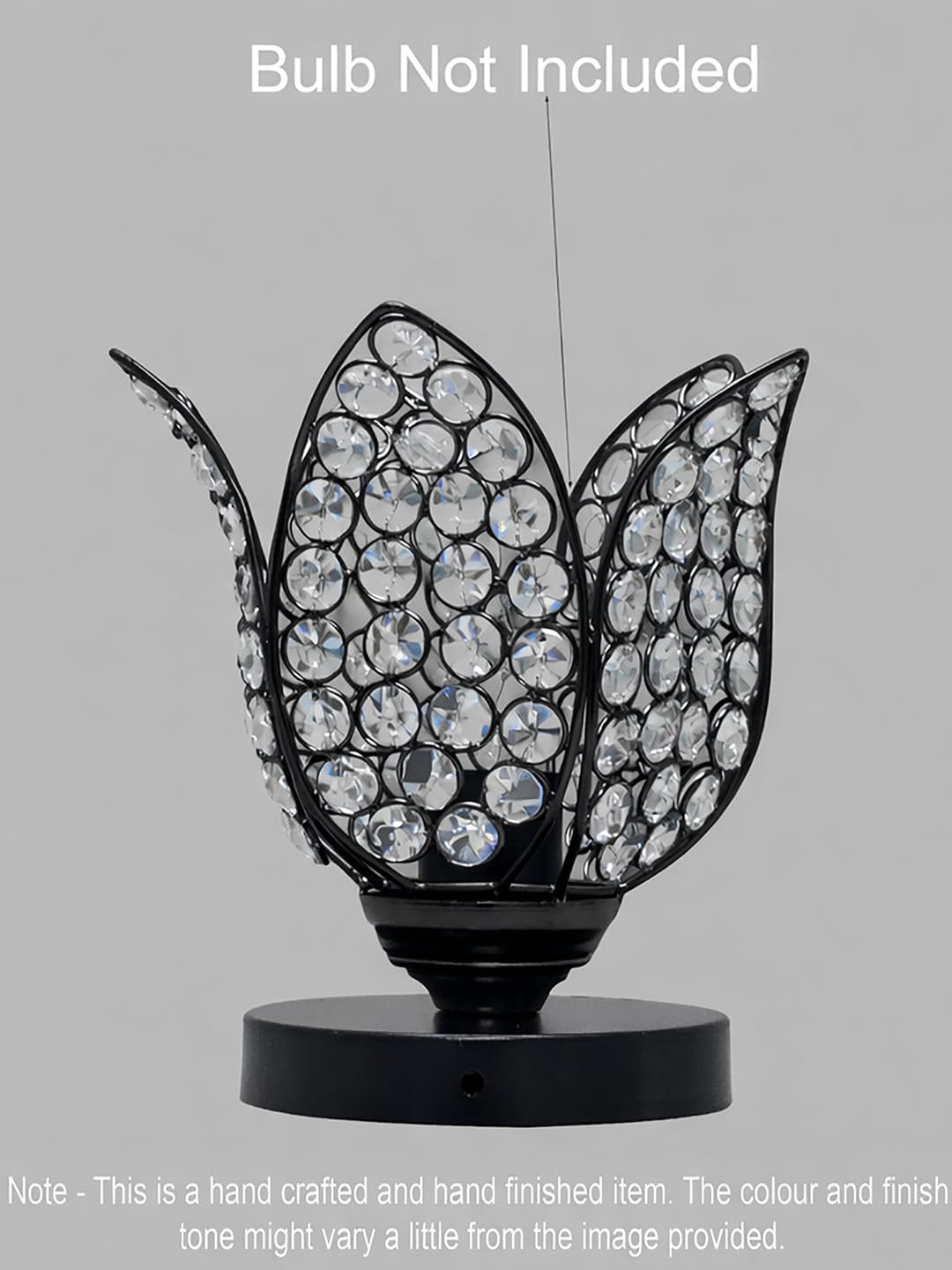 Crystal Lotus Table Lamp for Bedroom & Living Room | Modern Gold Decorative Desk Lamp | Warm White Night Lamp for Home, Office, Bedside & Corner Décor (Black)