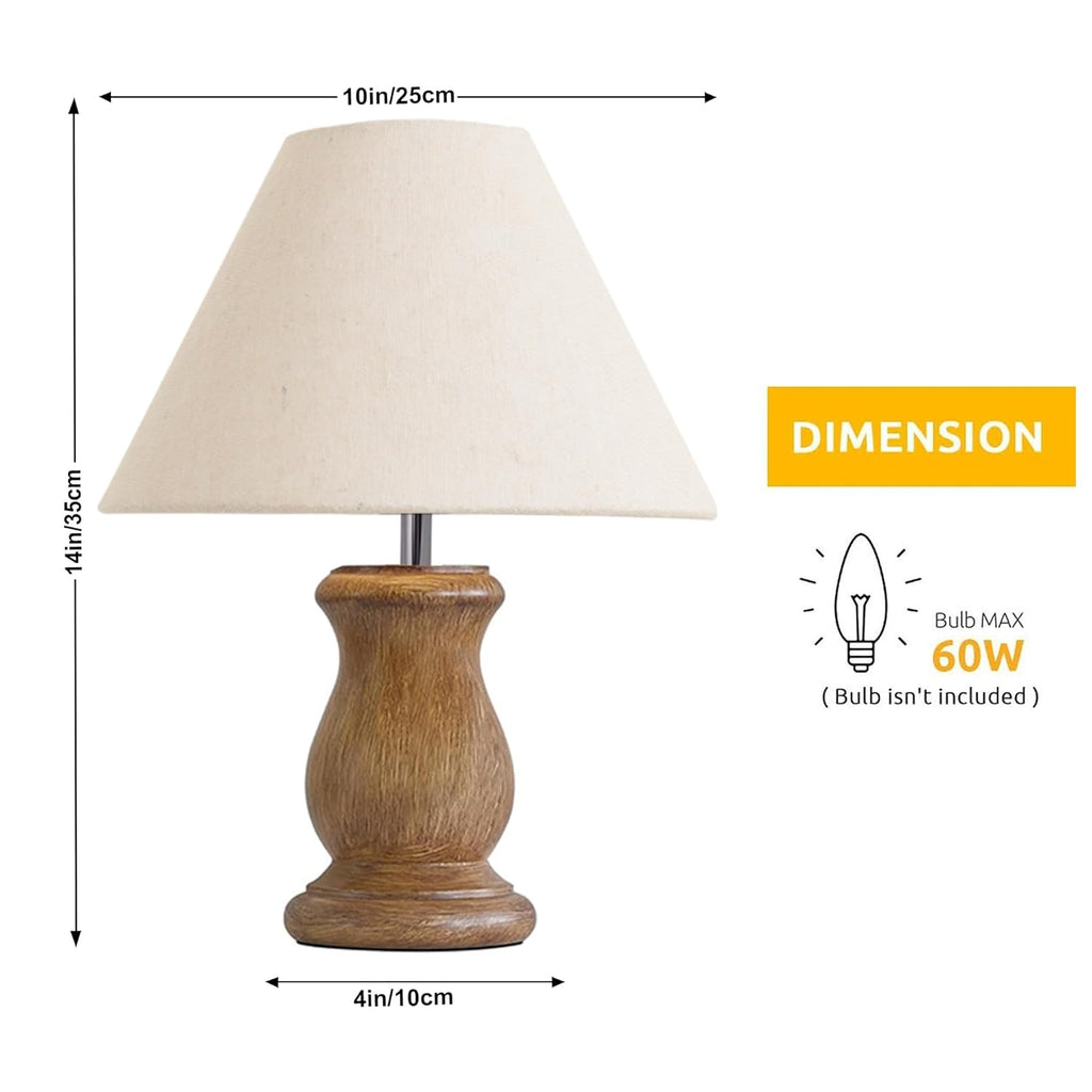 Mid Century Single Table Lamp for Living Room Farmhouse Linen Bedside Lamps for Bedroom Kids Room Dorm Office Dowel Walnut Jute