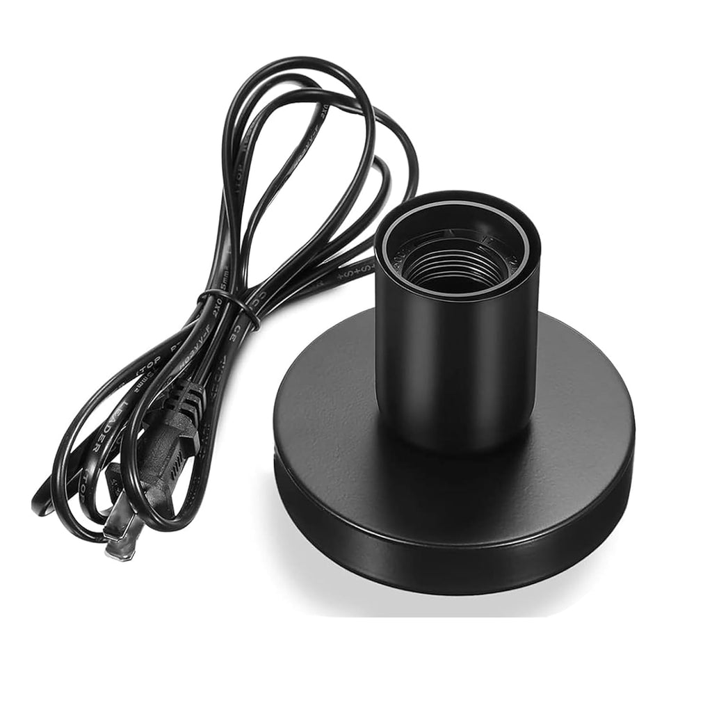 Polished Metal Desktop Lamp Base E26 E27 Screw Light Bulb Holder Base Light Sockets Base Light Bulb Base Lamp Replacement Base for Holding Bulb, 6 Feet Cord Black