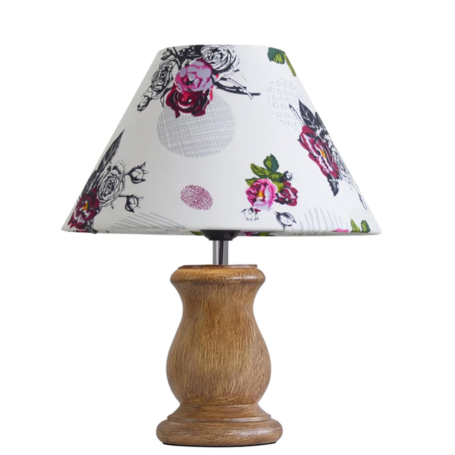 Mid Century Single Table Lamp for Living Room Farmhouse Linen Bedside Lamps for Bedroom Kids Room Dorm Office Dowel Walnut Rose