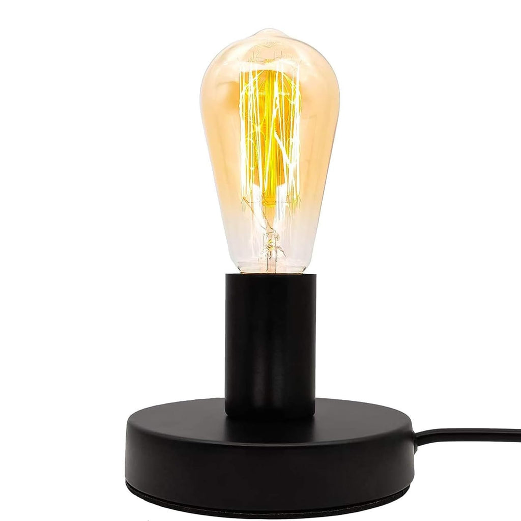 Polished Metal Desktop Lamp Base E26 E27 Screw Light Bulb Holder Base Light Sockets Base Light Bulb Base Lamp Replacement Base for Holding Bulb, 6 Feet Cord Black