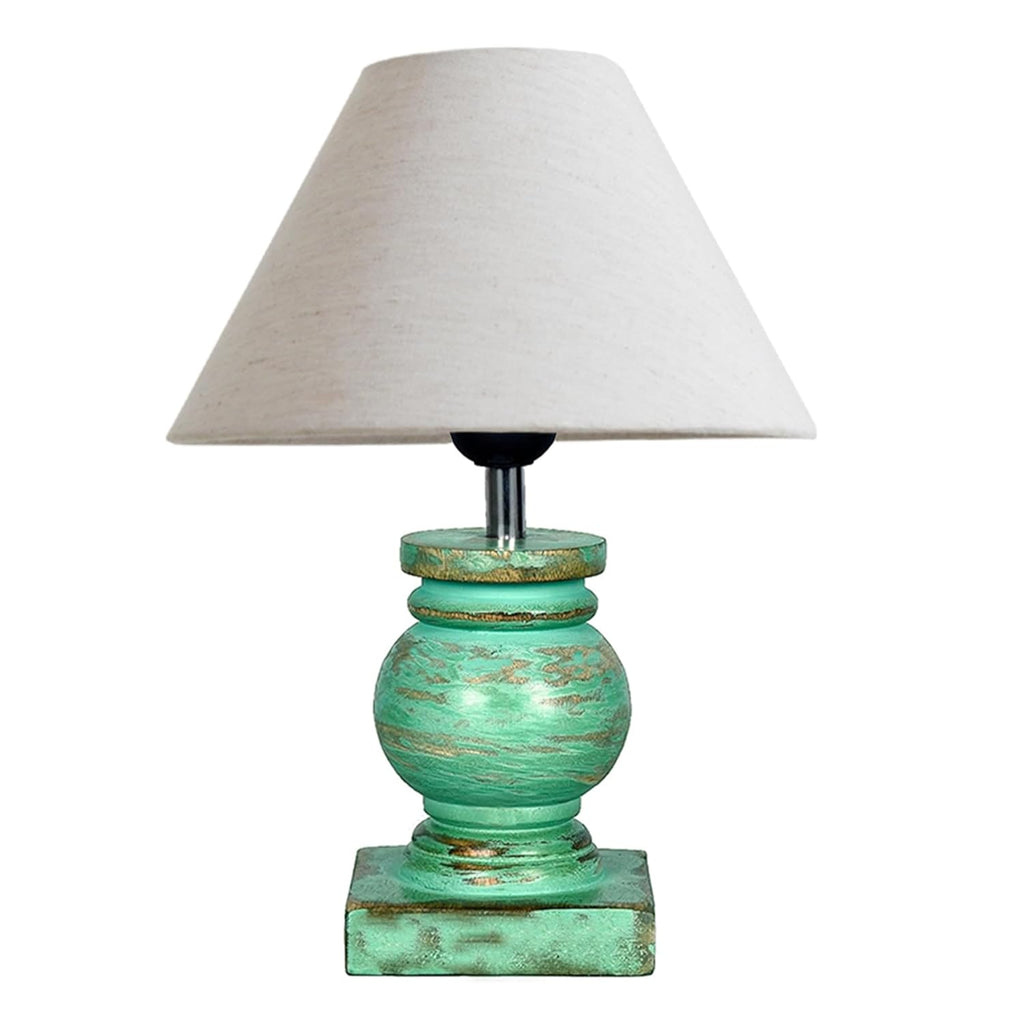 Antique Algae French Trophy Table Lamp for Bedroom Living Room Simple Retro Wood Grain Farmhouse Bedside Lamp Suitable for Nightstand Children's Room or University Dormitory Khadi