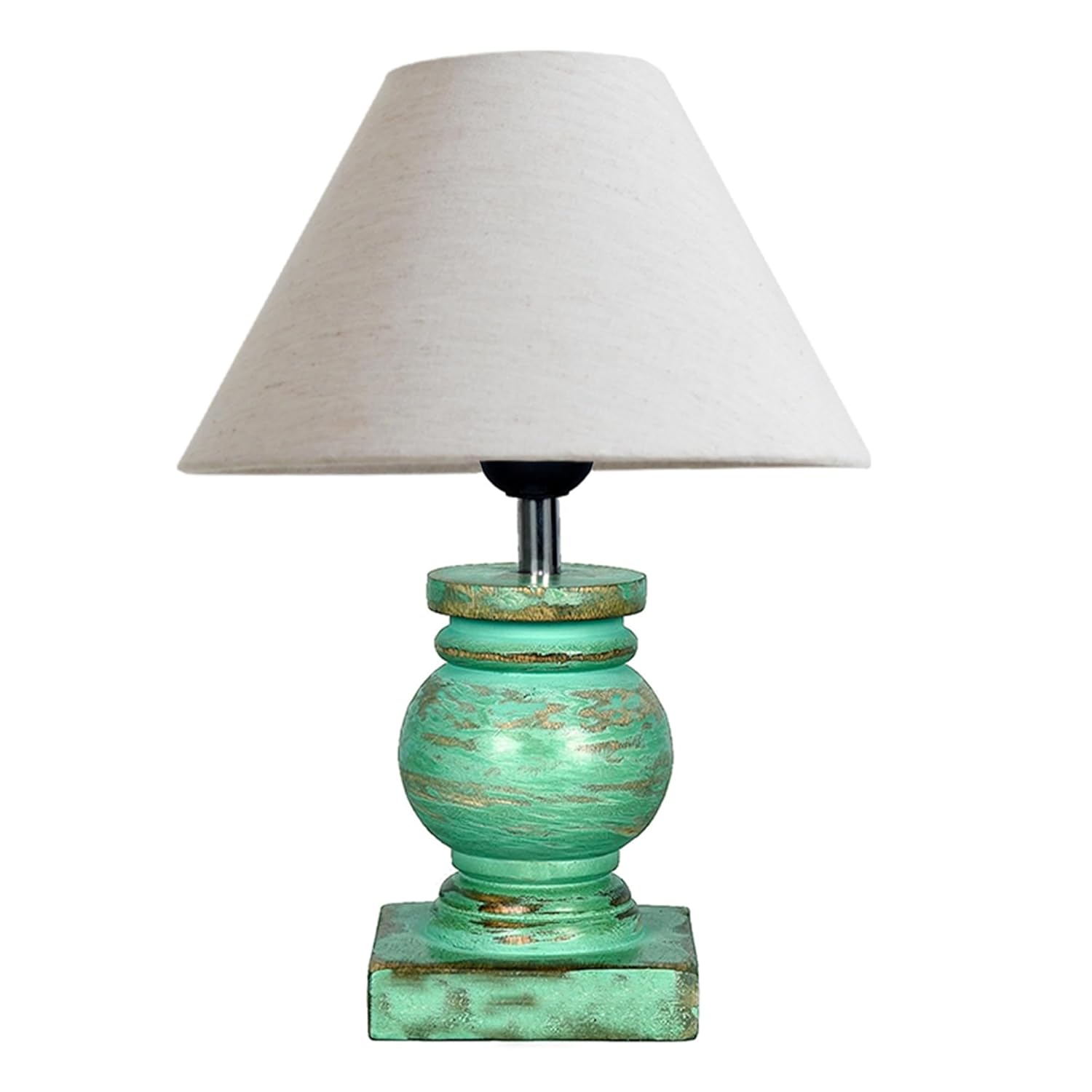 Antique Algae French Trophy Table Lamp for Bedroom Living Room Simple Retro Wood Grain Farmhouse Bedside Lamp Suitable for Nightstand Children's Room or University Dormitory Khadi