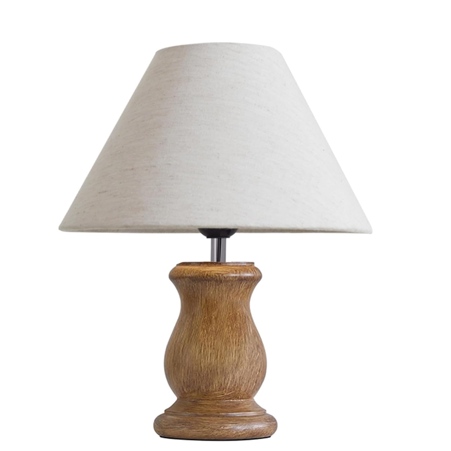Mid Century Single Table Lamp for Living Room Farmhouse Linen Bedside Lamps for Bedroom Kids Room Dorm Office Dowel Walnut Khadi