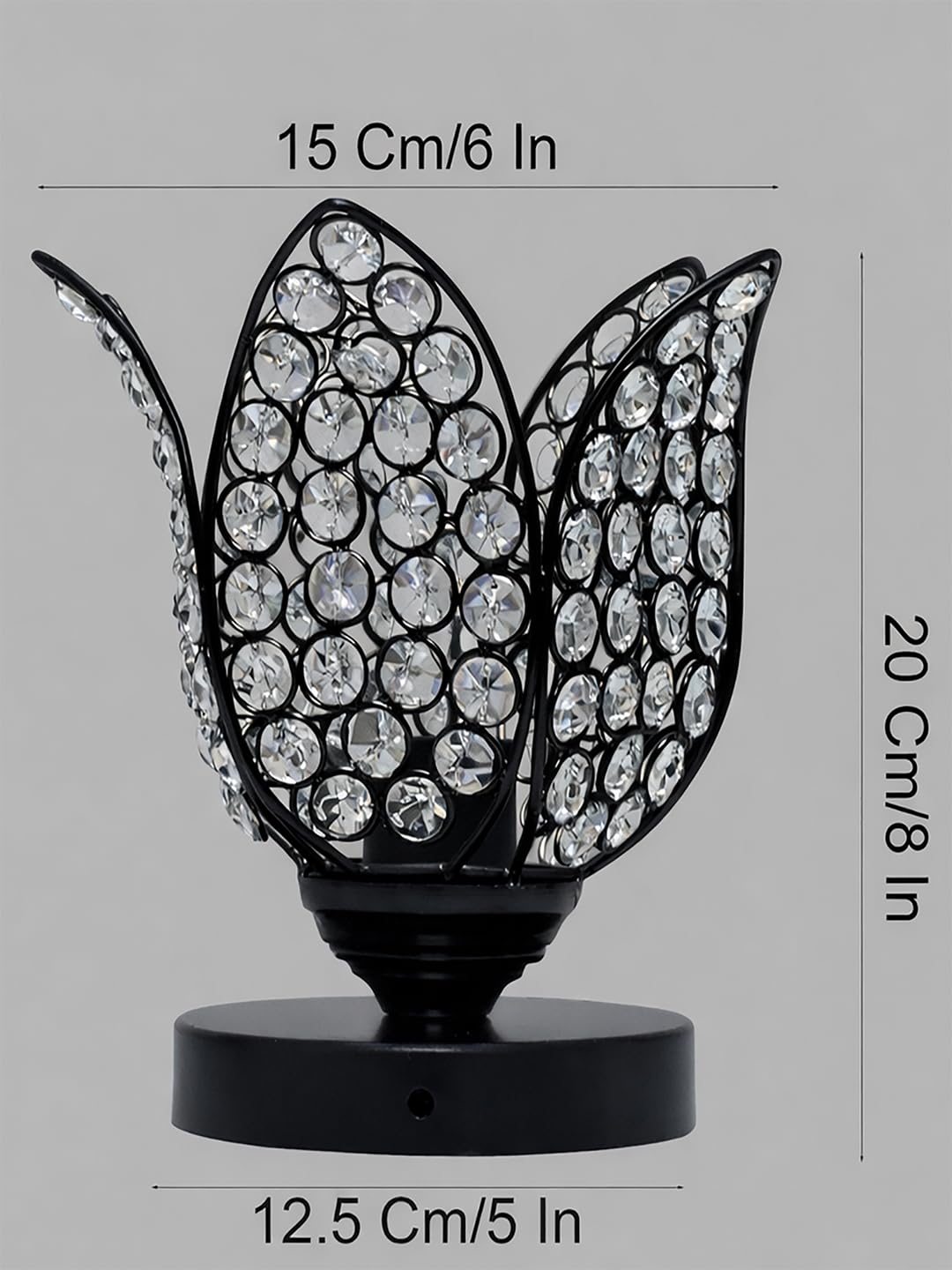 Crystal Lotus Table Lamp for Bedroom & Living Room | Modern Gold Decorative Desk Lamp | Warm White Night Lamp for Home, Office, Bedside & Corner Décor (Black)