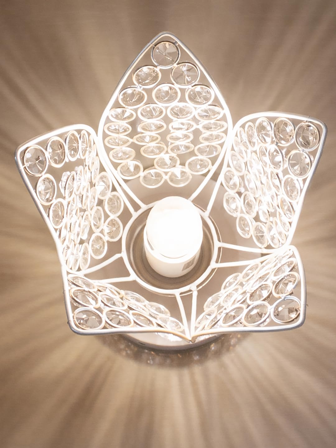 Crystal Lotus Table Lamp for Bedroom & Living Room | Modern Gold Decorative Desk Lamp | Warm White Night Lamp for Home, Office, Bedside & Corner Décor (White)