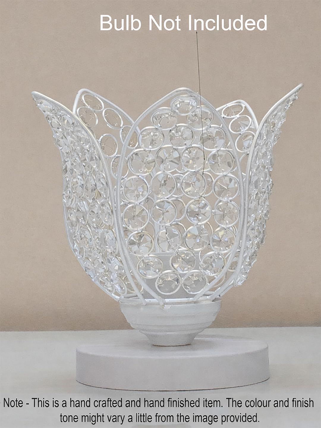 Crystal Lotus Table Lamp for Bedroom & Living Room | Modern Gold Decorative Desk Lamp | Warm White Night Lamp for Home, Office, Bedside & Corner Décor (White)