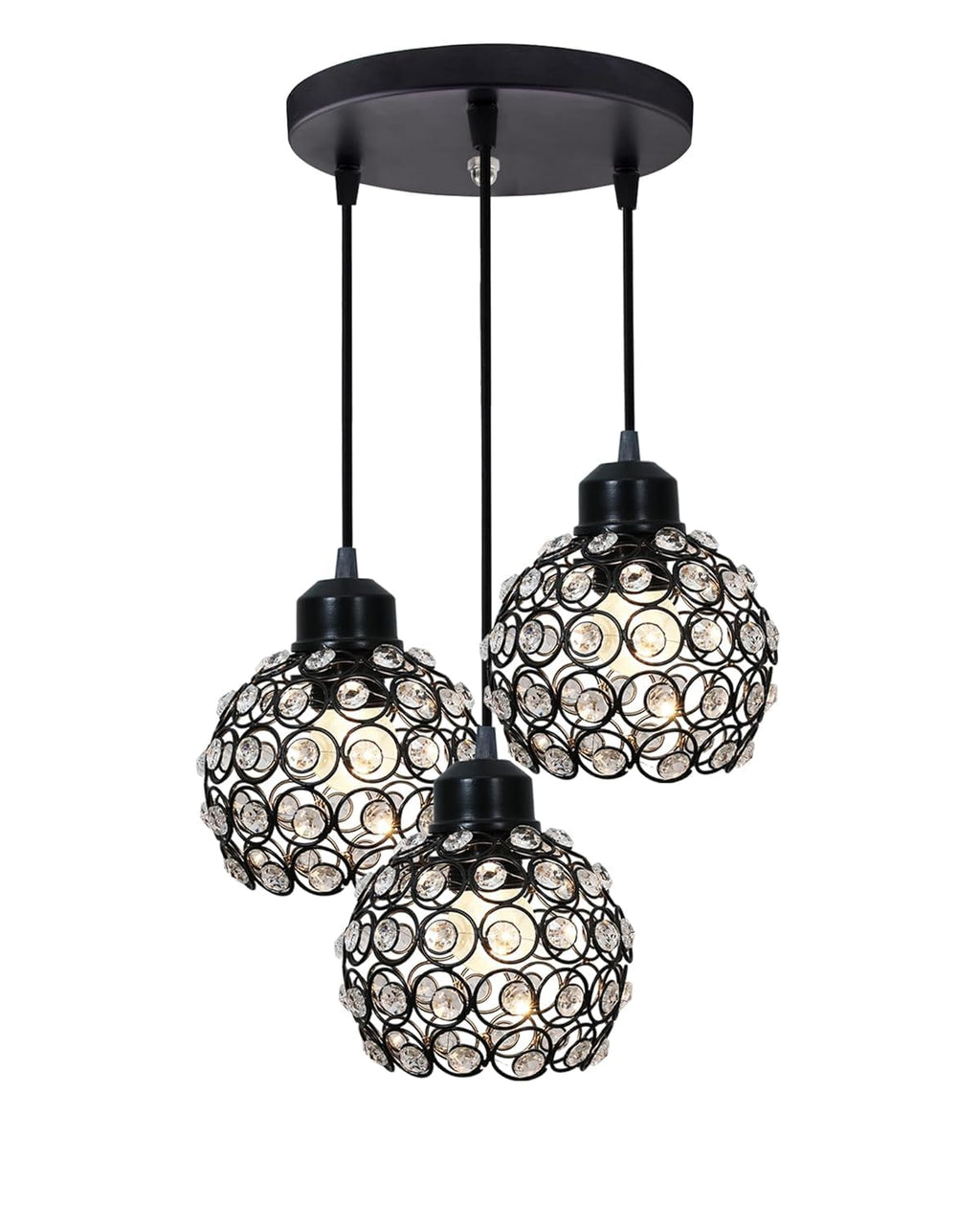 Modern Crystal Ball Pendant Light Shade Lampshade Jewel Ball Lamp Chandelier for Living Room Home Decor Living Room Cafe Pendant Lights Bar Stair Droplight Black