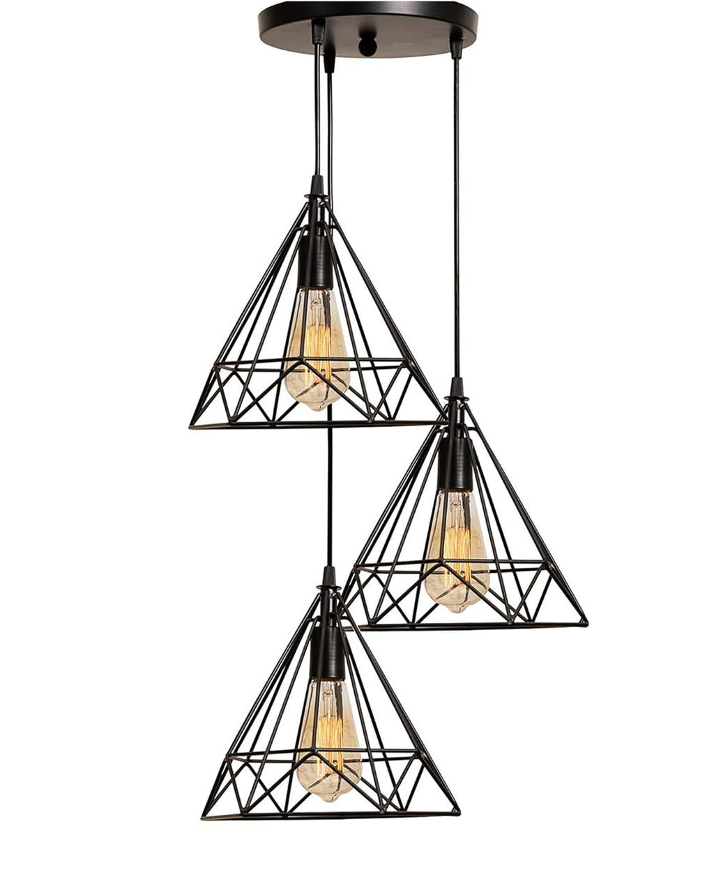 Hanging Light Diamond Cluster, Ceiling Lights for Home Decoration, Pendant Light Living Room, Chandelier for Living Room Modern Diwali Decoration Items - Black