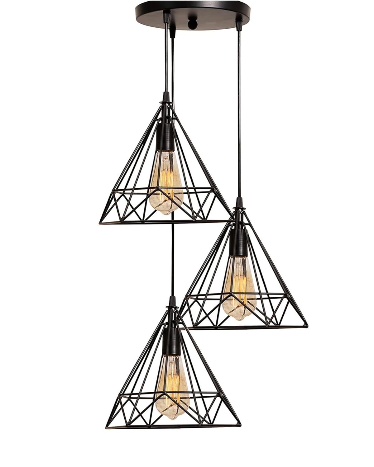 Hanging Light Diamond Cluster, Ceiling Lights for Home Decoration, Pendant Light Living Room, Chandelier for Living Room Modern Diwali Decoration Items - Black