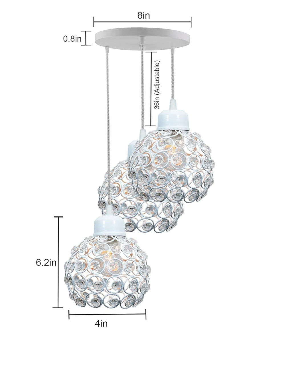 Modern Crystal Ball Pendant Light Shade Lampshade Jewel Ball Lamp Chandelier for Living Room Home Decor Living Room Cafe Pendant Lights Bar Stair Droplight White