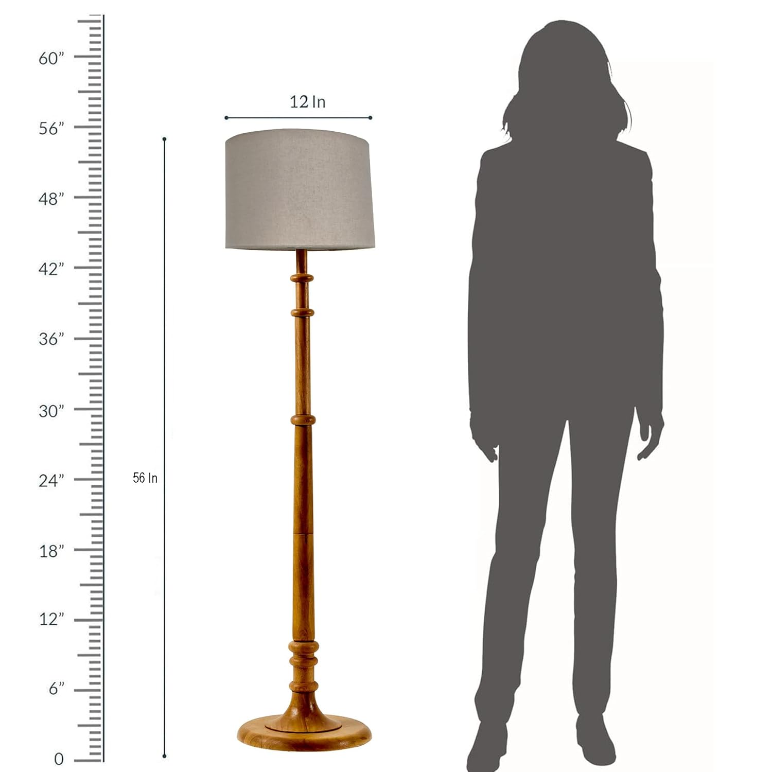 Classic Chic Vintage Stand Floor Lamp with Multicolor Taper Lamp Shade | Light Decoration for Home | Living Room & Bedroom Bedside Floor Lamp | Wooden Floor Lamp Tulib Jute