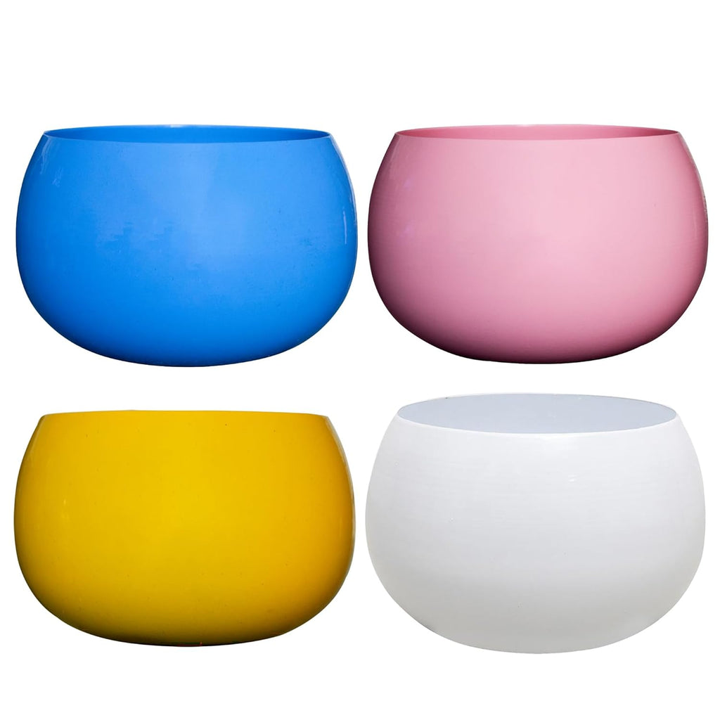 Flower Pot Plant Pots Round Metal Small PotsFlower Pots Solid Color Round Garden SuppliesPlanters with Drainage Holes Succulent Planting Pots House Plants, Succulents, Flowers Multicolor Set of 4