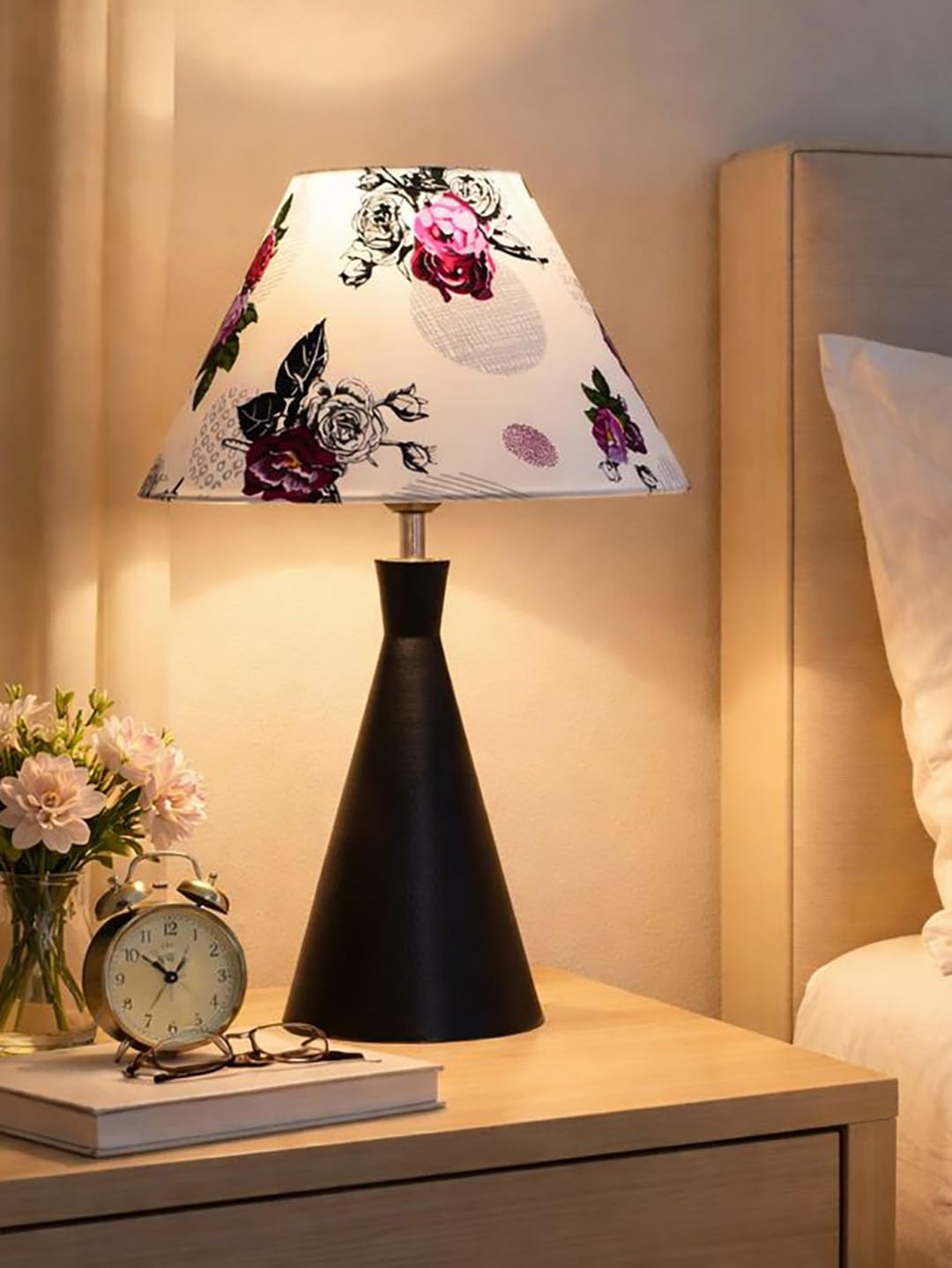 Black Metal Cone Table Lamp with ShadeTable Lamp for Home Decoration | 'Intriguingly Goth' Handcrafted Table Lamp for Living Room Bedroom, Entertainment Room, Office, Kitchen, Dining Rose