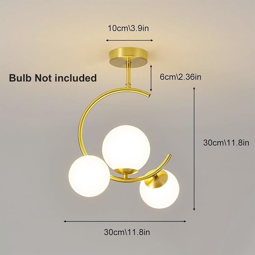 Modern Mini Chandelier Lamp, Crystal Ceiling Light, Semi-Flush Mount Corridor Lights Lamp for Bedroom White