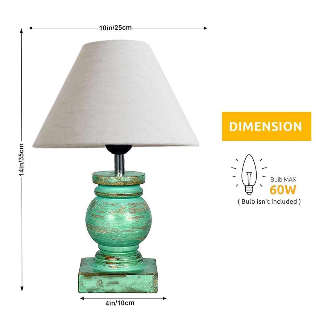 Antique Algae French Trophy Table Lamp for Bedroom Living Room Simple Retro Wood Grain Farmhouse Bedside Lamp Suitable for Nightstand Children's Room or University Dormitory Khadi