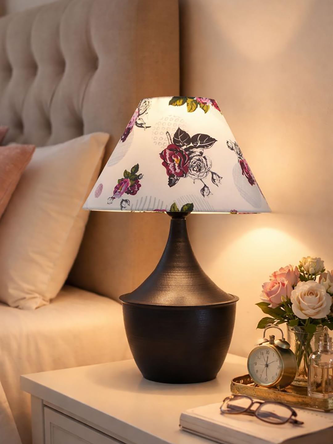 Iron Black Drip Table Lamp with ShadeTable Lamp for Home Decoration | 'Intriguingly Goth' Handcrafted Table Lamp for Living Room Bedroom Rose