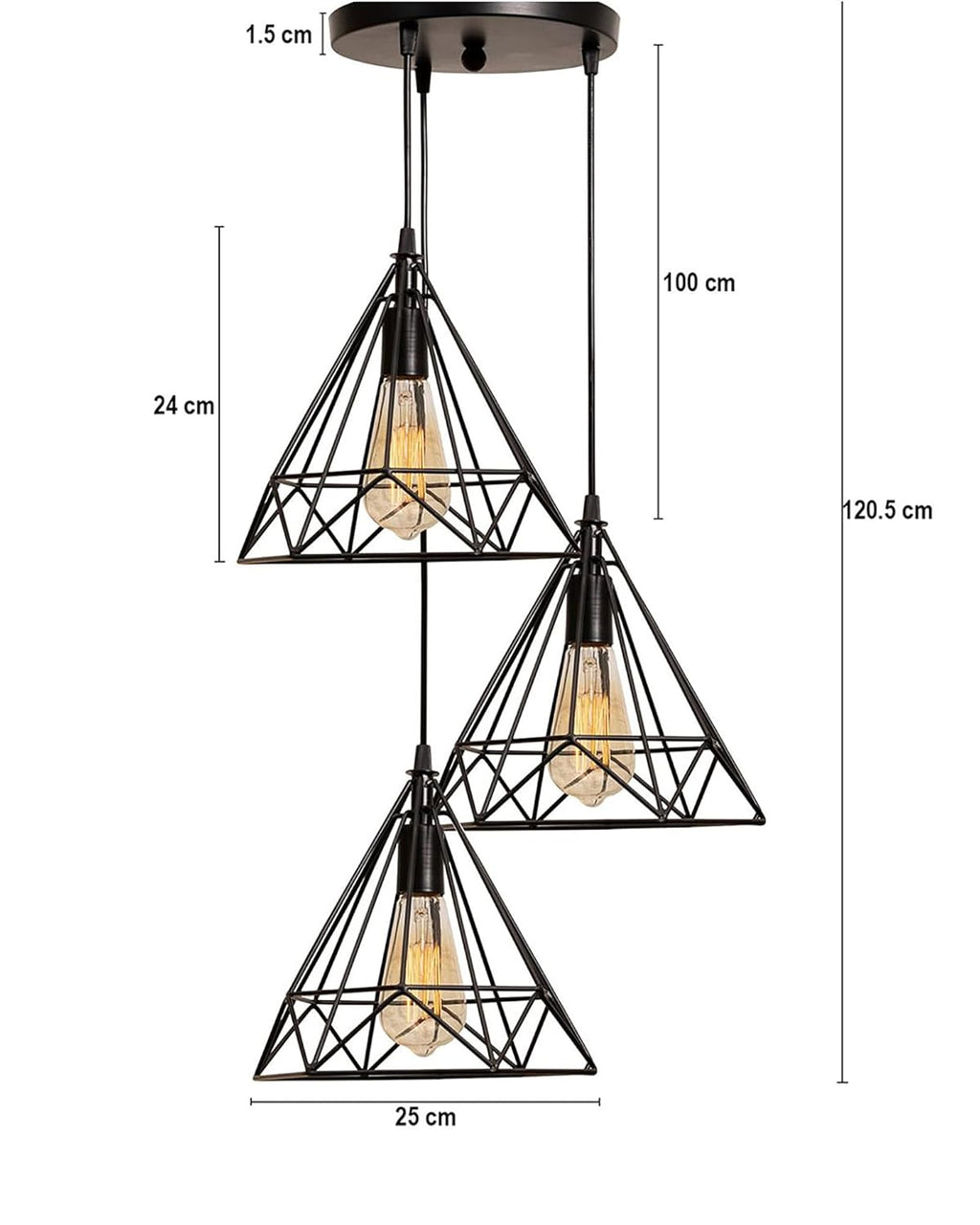 Hanging Light Diamond Cluster, Ceiling Lights for Home Decoration, Pendant Light Living Room, Chandelier for Living Room Modern Diwali Decoration Items - Black