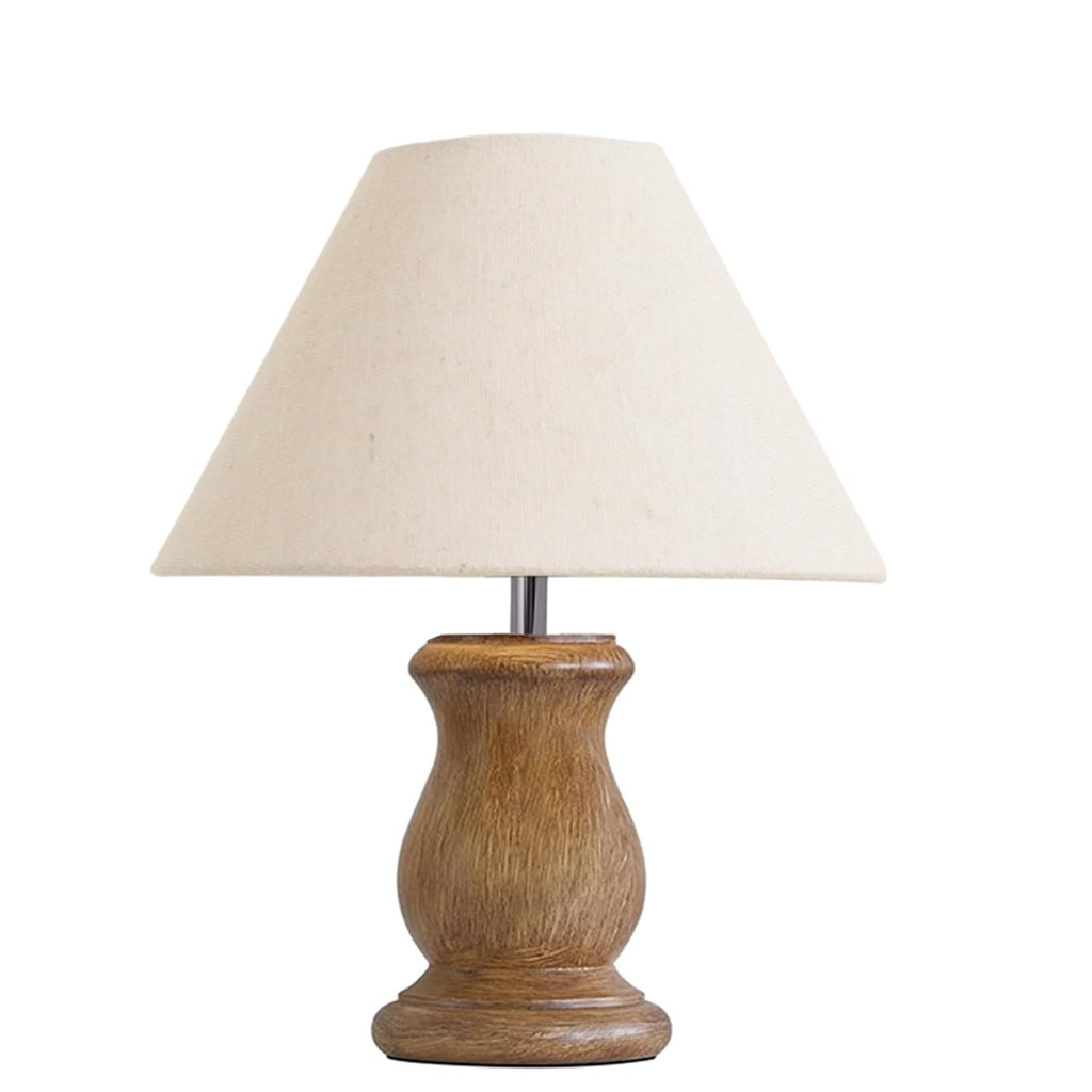 Mid Century Single Table Lamp for Living Room Farmhouse Linen Bedside Lamps for Bedroom Kids Room Dorm Office Dowel Walnut Jute