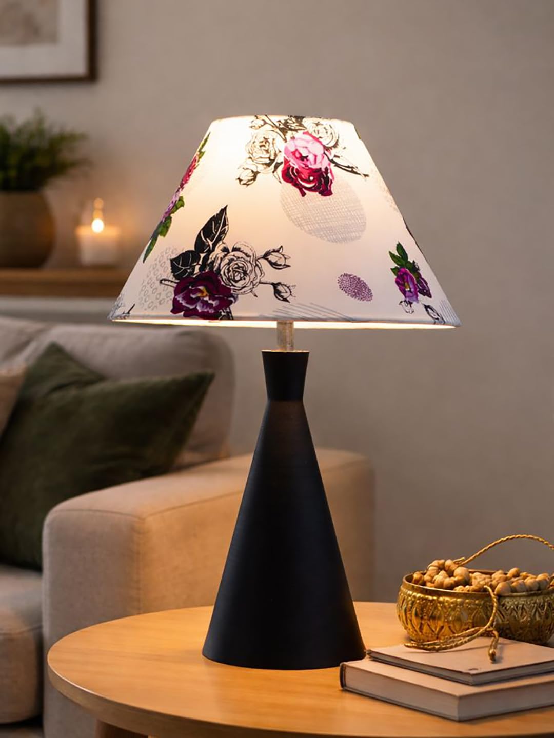 Black Metal Cone Table Lamp with ShadeTable Lamp for Home Decoration | 'Intriguingly Goth' Handcrafted Table Lamp for Living Room Bedroom, Entertainment Room, Office, Kitchen, Dining Rose