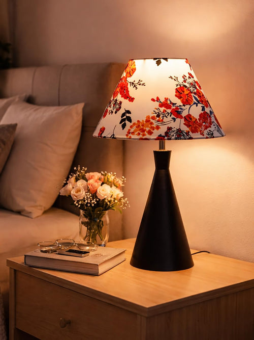 Black Metal Cone Table Lamp with ShadeTable Lamp for Home Decoration | 'Intriguingly Goth' Handcrafted Table Lamp for Living Room Bedroom, Entertainment Room, Office, Kitchen, Dining Marigold