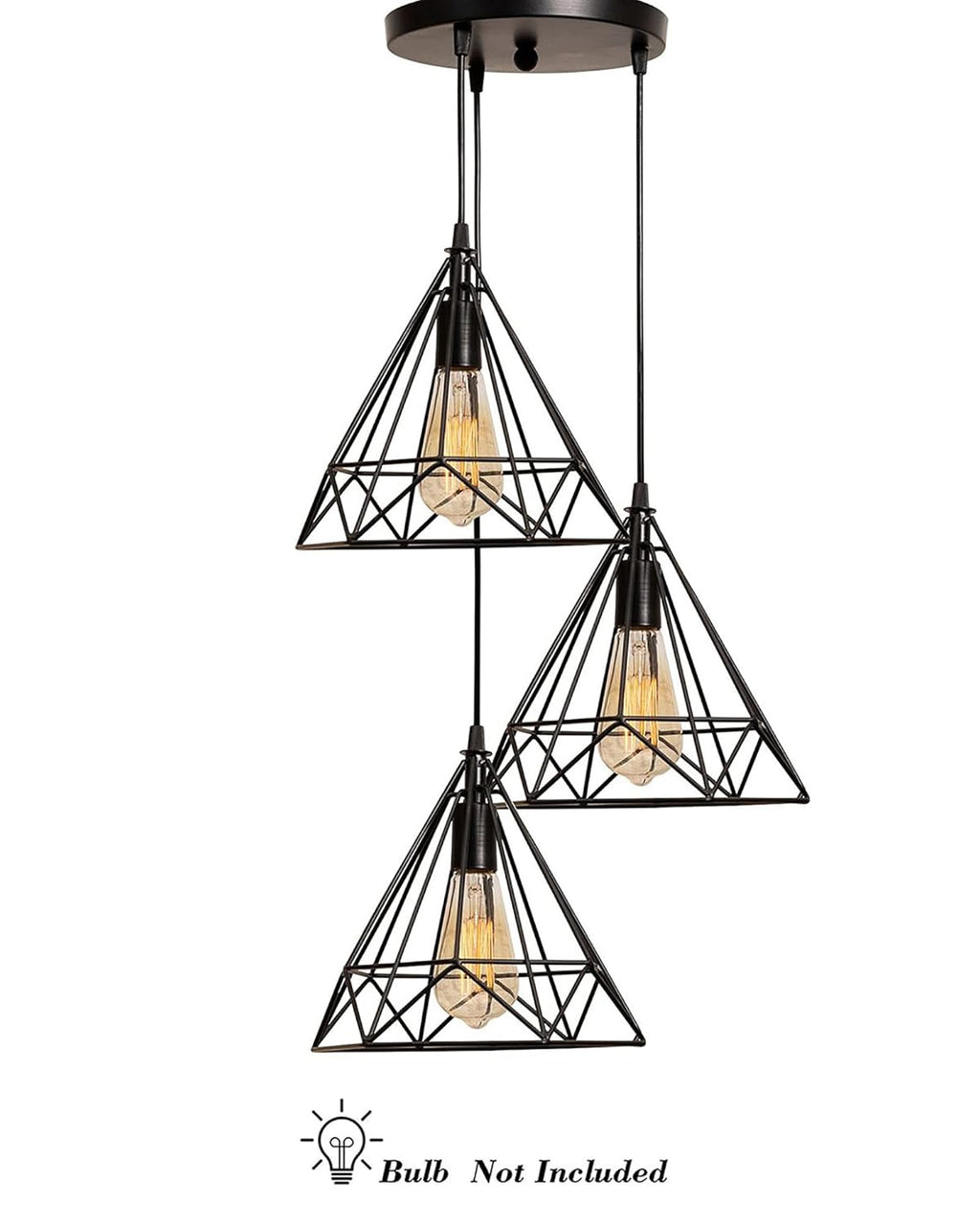 Hanging Light Diamond Cluster, Ceiling Lights for Home Decoration, Pendant Light Living Room, Chandelier for Living Room Modern Diwali Decoration Items - Black