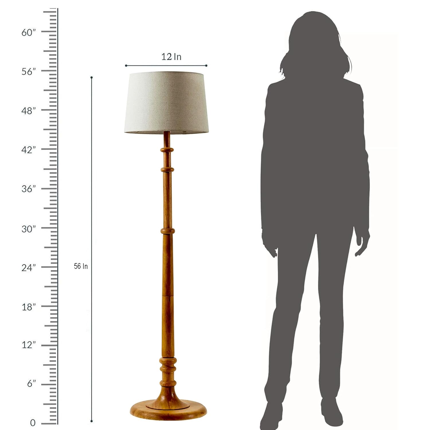 Classic Chic Vintage Stand Floor Lamp with Multicolor Taper Lamp Shade | Light Decoration for Home | Living Room & Bedroom Bedside Floor Lamp | Wooden Floor Lamp Tulib Beige