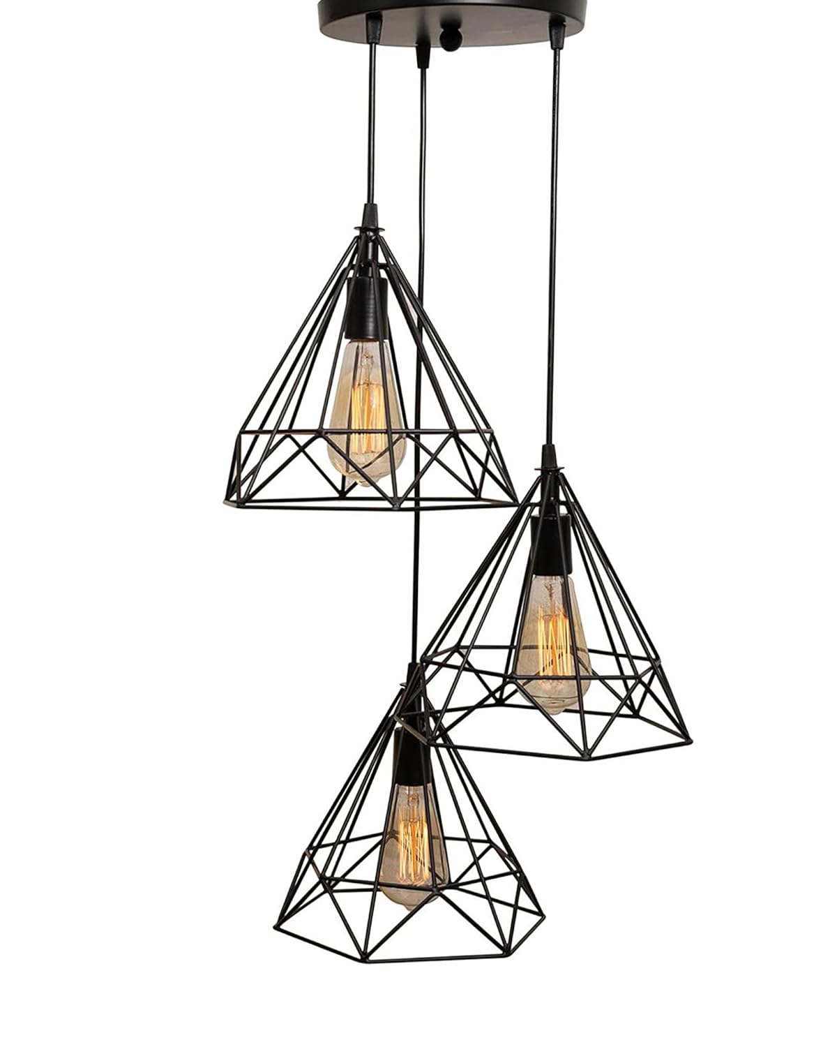 Hanging Light Diamond Cluster, Ceiling Lights for Home Decoration, Pendant Light Living Room, Chandelier for Living Room Modern Diwali Decoration Items - Black