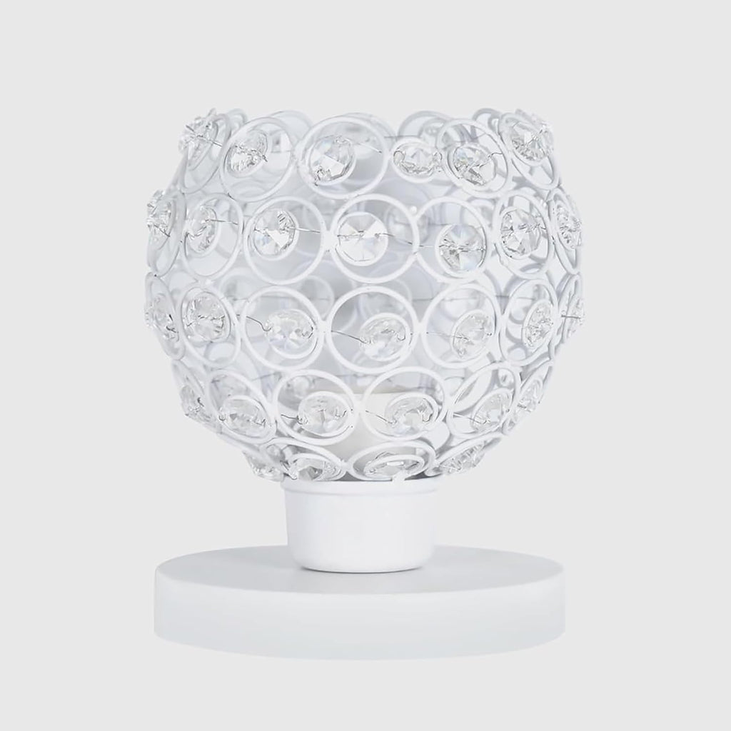 Crystal Semi Table Lamps, Mood Lighting, White, Crystal Night Light Stylish Bedside Lamp, Unique Decorative Desk Lamp for Living Room, Bedroom