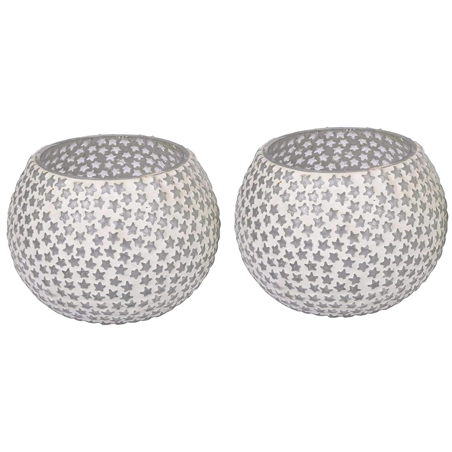 Set of 2 Moroccan Glass White Mosaic Tealight Candle Holder Mosaic Candle Holder, Diwali Candle Holder, tealight Holder, Candle Included Diwali Gift, Best Gift for Diwali, Diwali Decoration.