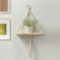 Macrame Wall Hanging Shelf, Wood Floating Shelves Boho Wall Decor, Adjustable Rustic Plant Storage Rack Holder with Tassels Room Decor for Bedroom Lving Room Nursery Tringle
