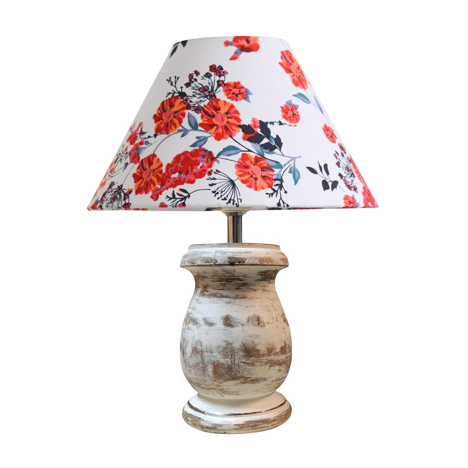 Dowel Antique White Mid Century Single Table Lamp for Living Room Farmhouse Linen Bedside Lamps for Bedroom Kids Room Dorm Office Marigold